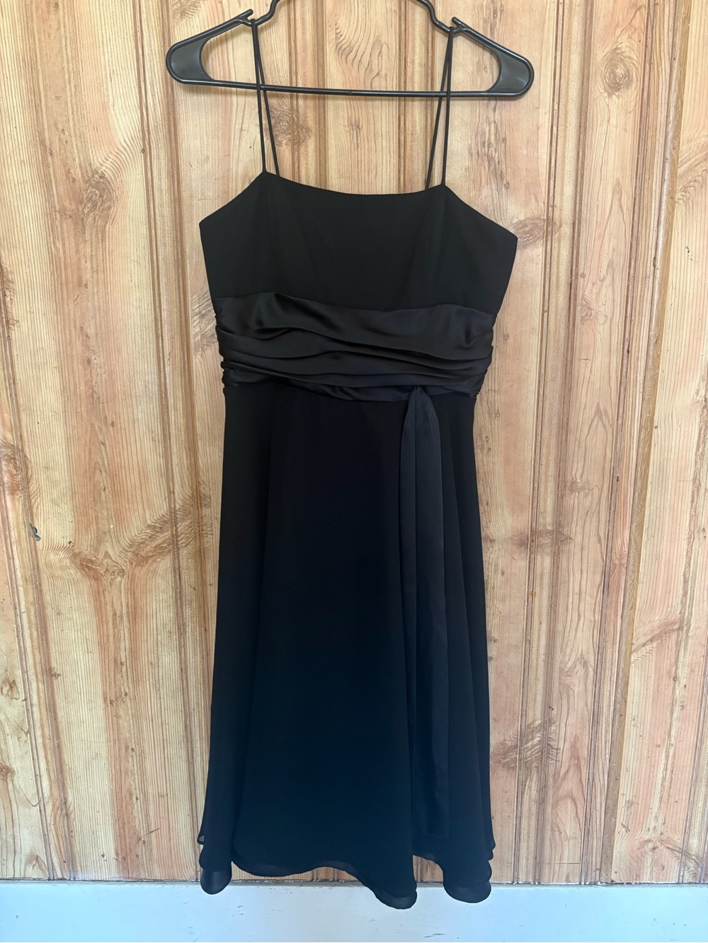 Fiesta Women’s Black Midi Dress with Draped Waist – Size M